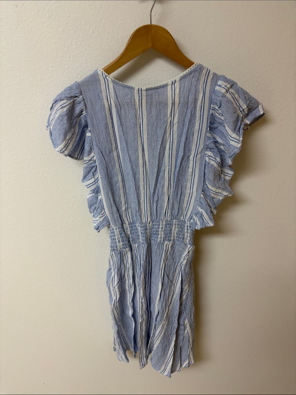 Angie Blue and White Striped V-Neck dress women’s size M - Picture 3 of 3